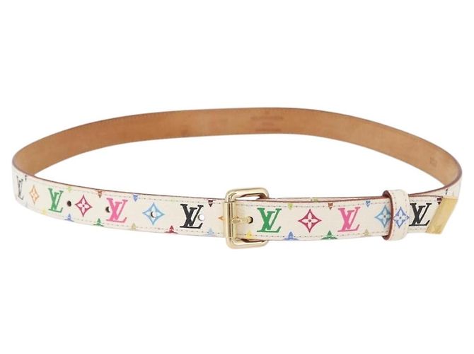 LOUIS VUITTON Multicolor Gürtel Weiß LV Auth 176955A