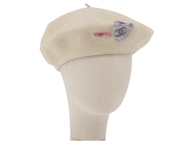 Sombrero de Lana Marfil CC Auth 176876A de CHANEL Crudo