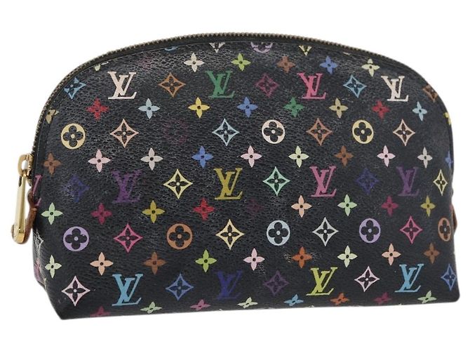 LOUIS VUITTON Pochette Cosmetica Multicolore Nera M47355 LV Auth 176857 Nero