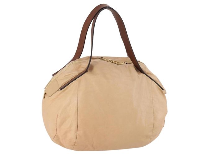 Céline Borsa a Mano CELINE in Pelle Beige Oro Auth hk3694A D'oro