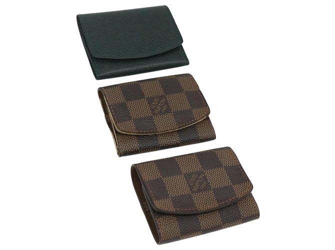 LOUIS VUITTON Damier Ebene Taiga Cuff Case 3 Set LV Auth CB169