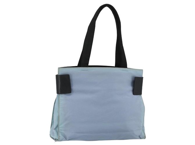 Sac Tote PRADA en nylon bleu clair argent authentique bs34601 Argenté