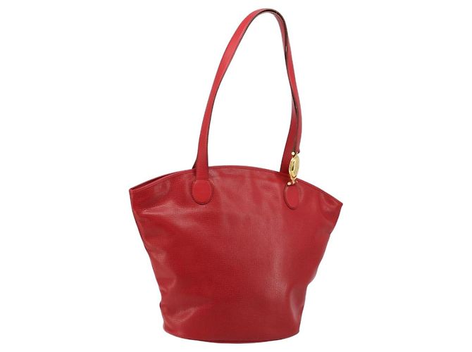 Borsa Tote in pelle rossa e oro Christian Dior Auth ep14258 Rosso D'oro