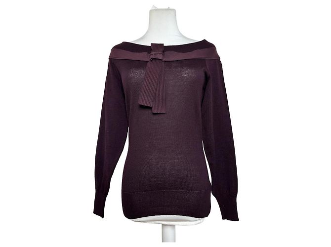 Gianni Versace Pull en maille vintage Versace à épaules dénudées violet S