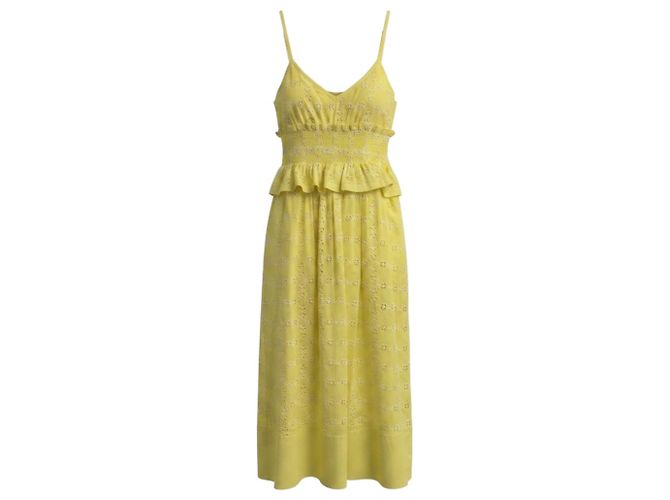 Autre Marque Vestido midi sin mangas Debie Eyelet amarillo Dayglow / blanco Cinq a Sept