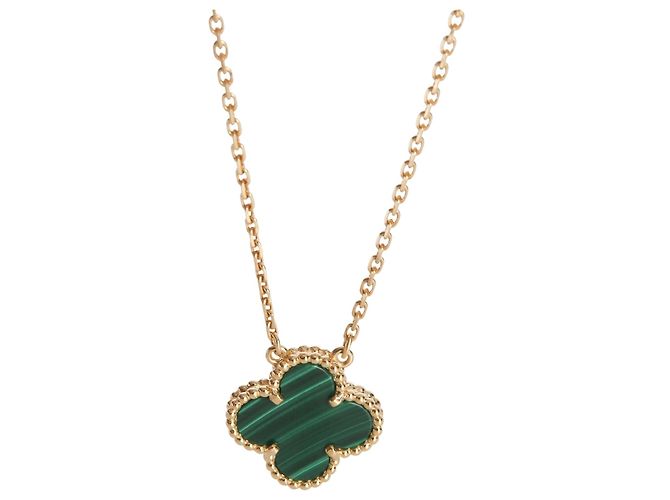 Vintage Alhambra Anhänger aus Malachit und Gelbgold von Van Cleef & Arpels