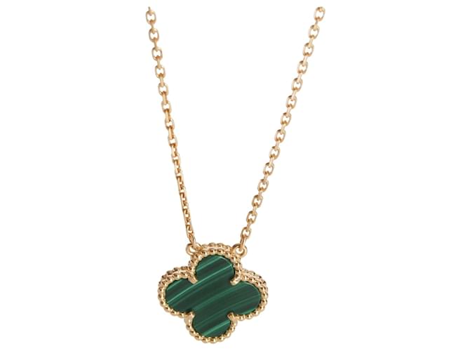Van Cleef & Arpels Yellow Gold Malachite Vintage Alhambra Pendant 