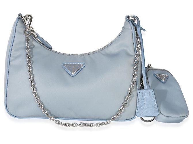 Prada Bolso de Nylon Saffiano Azul Re-edición 2005