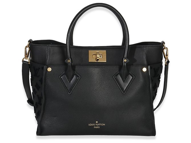 Onthego Louis Vuitton Monograma em couro de bezerro preto Tufting On My Side MM