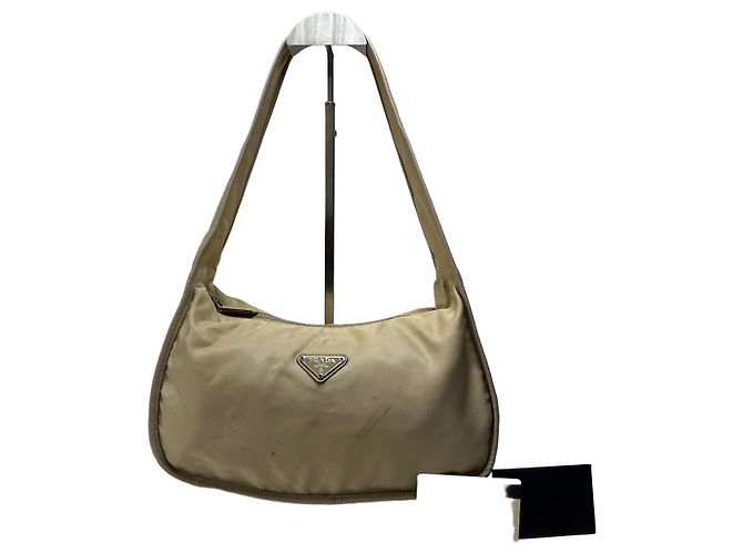 Sac à épaule Prada Vintage Tessuto Lino Beige