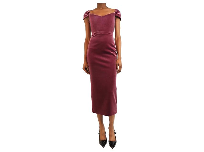 Autre Marque Purple velvet midi dress - size UK 6