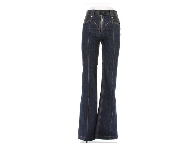 Louis Vuitton Jeans azul com cinto de couro