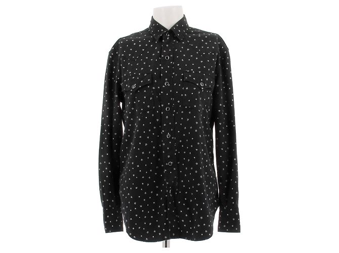 Camisa Saint Laurent de algodón negra con estrellas Negro
