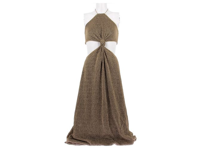 Autre Marque OSEREE Kleid mit goldenen Pailletten Beige