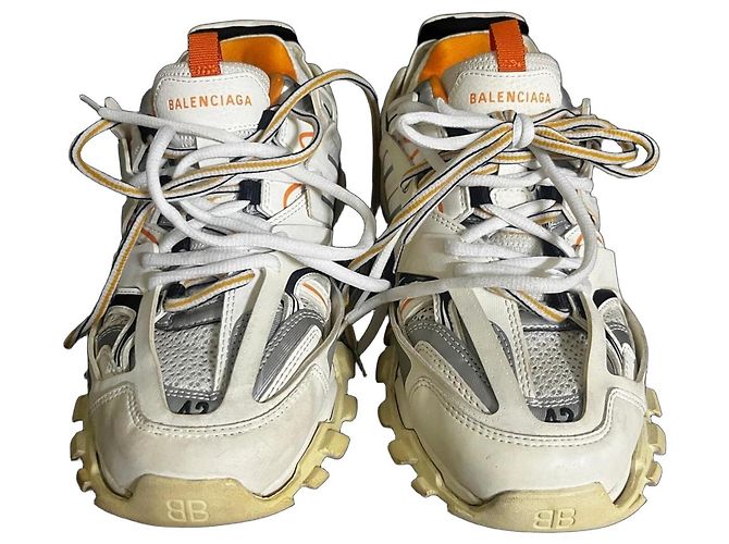 Tênis Track Balenciaga Preto Branco Laranja Cinza
