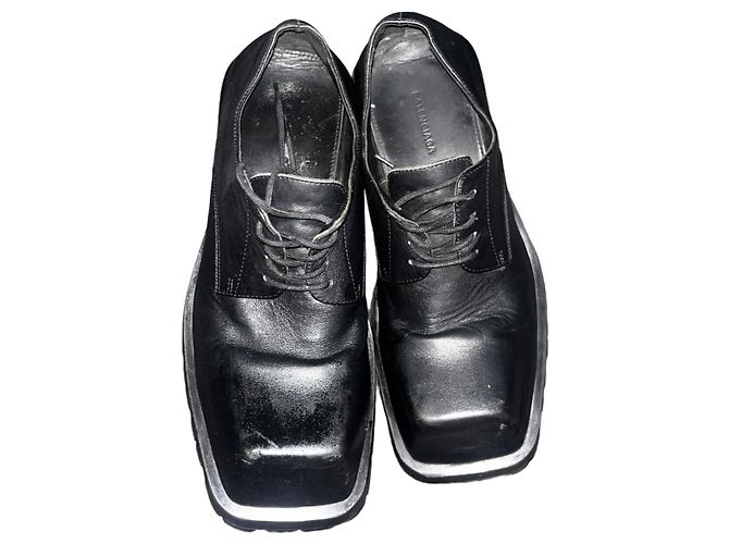 Scarpe Derby a piattaforma in pelle nera Balenciaga Trooper Nero