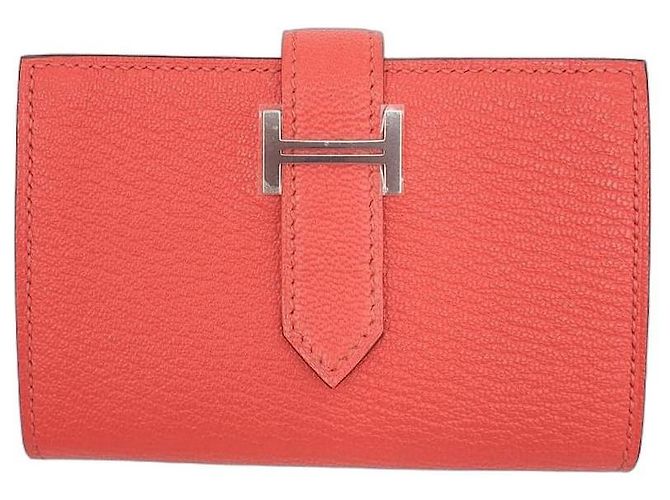 Béarn Hermès Wallet Bearn mini, chevre mysore, rose Texas Pink