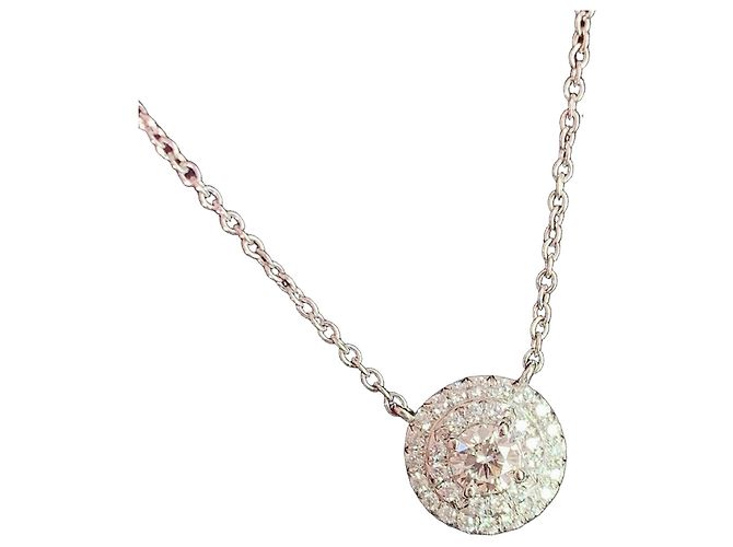 Tiffany & Co Collar Soleste de platino con diamantes incrustados diseño girasol Plata