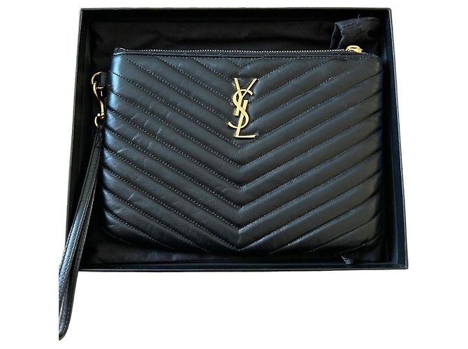 Clutch Saint Laurent in pelle nera Nero