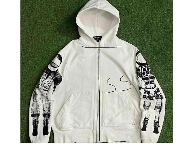 Chanel Sudadera con cremallera blanca Astronauta Blanco