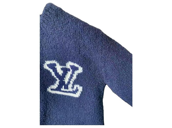 Louis Vuitton Teddy Bear Pullover Großes Logo Blau XS