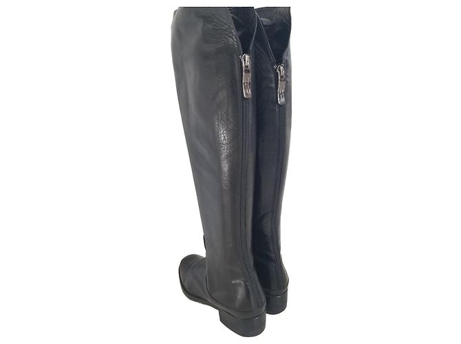 Autre Marque VIBRAM Overknee Stiefel aus schwarzem Leder