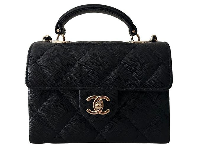 Coco Handle Chanel Mini Flap Bag with Top Handle (Rectangular) Black
