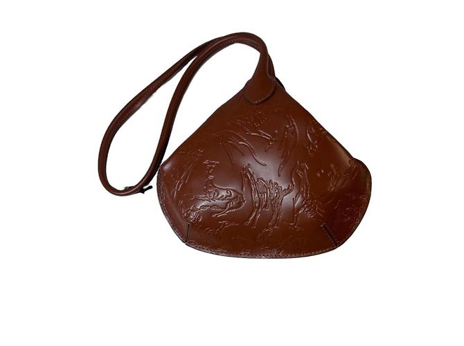 Bolsa de couro estampada Trussardi Marrom
