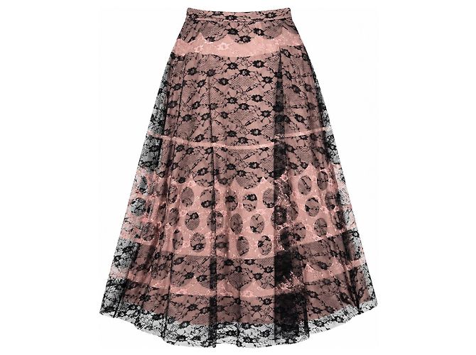 Red Valentino Spitzenrock Schwarz und Blush Pink
