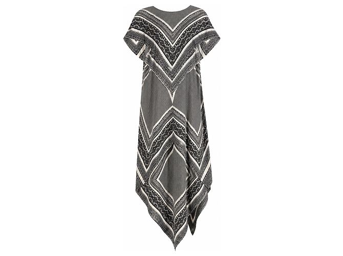 Vestido Etro de seda com padrão geométrico preto e branco
