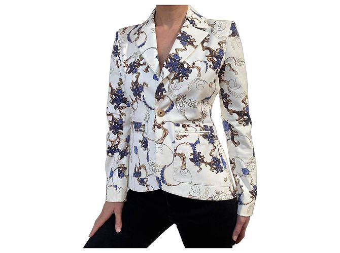 Giacca Altuzarra in cotone bianca e blu Bianco