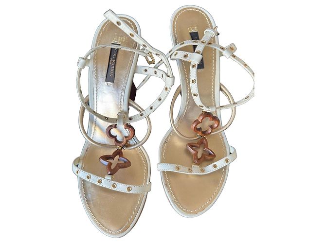 Louis Vuitton weiße Leder-Wedgesandalen