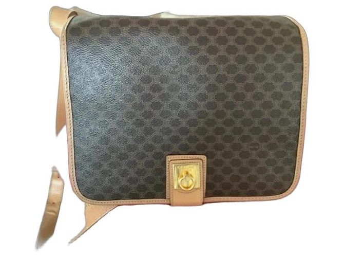 Céline Triomphe shoulder bag in brown coated canvas