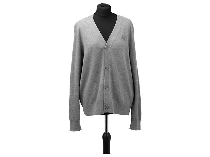 Autre Marque Cardigan de lã cinza ACNE STUDIOS com patch Face