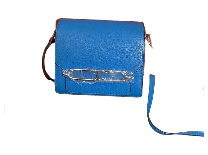 Sac à main Hermès Roulis 19 Lovecraft cuir bleu