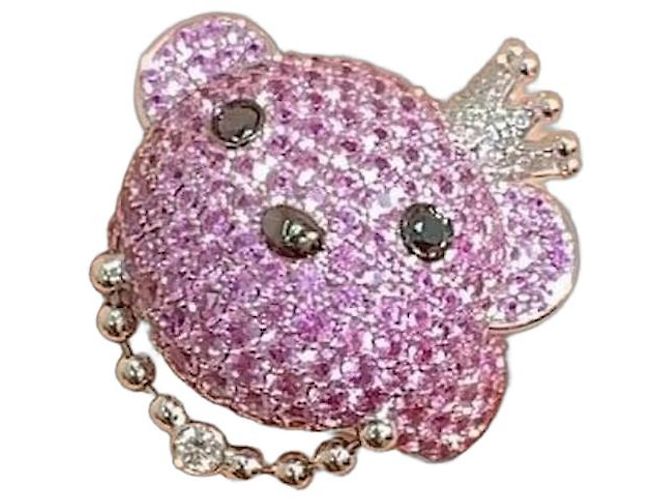 Autre Marque Anello largo Qeelin Qilin Bobo con rubino rosso e diamanti Rosa