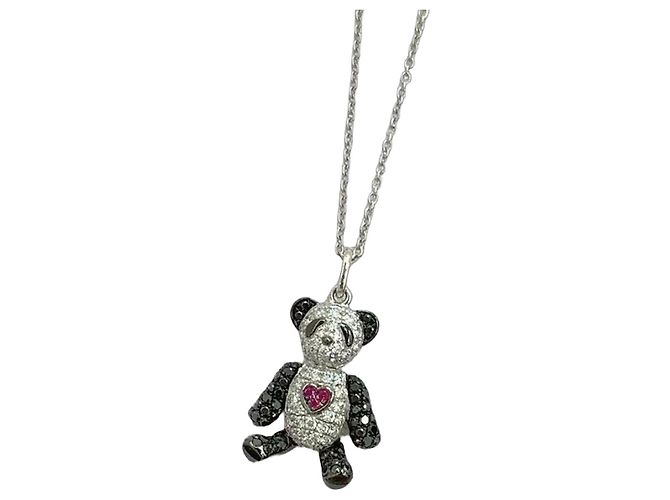 Autre Marque Collar Qeelin Bobo Panda de diamantes Plata