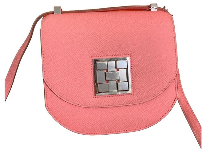 Bolsa de mão Hermès Mosaic 19 1Q em couro rosa