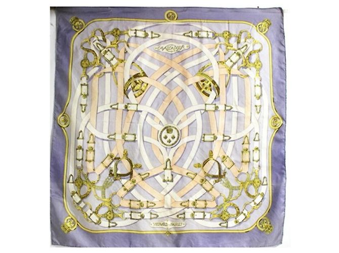 Sciarpa Hermès Carre 90 CAVALCADOUR Rosa Bianco Porpora