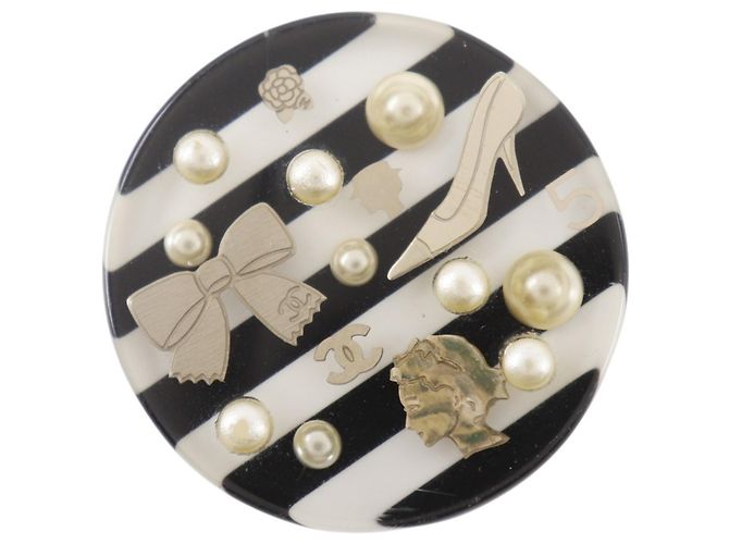 CHANEL Randring Schwarz Weiß 