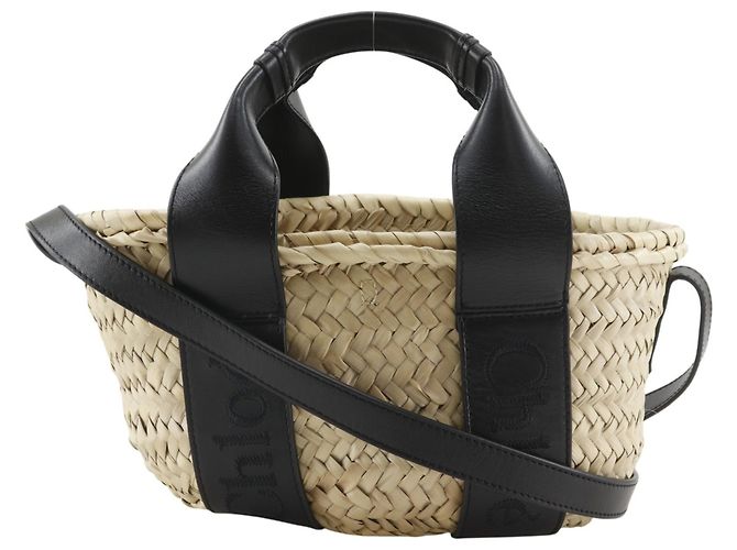 Borsa a mano in vimini Chloé Sense Small Beige