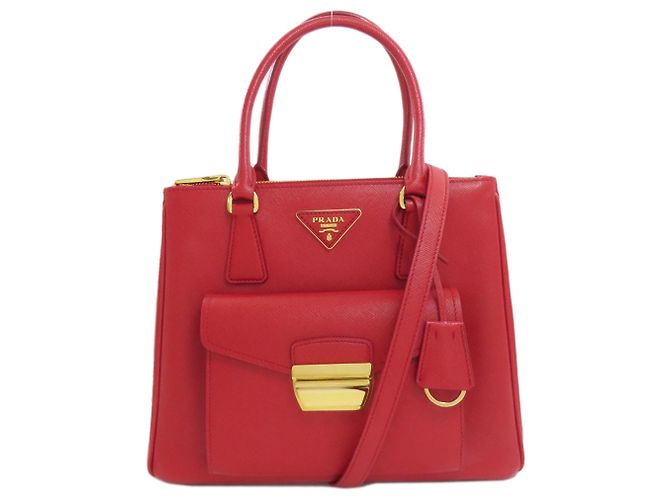 Borsa a mano 2 in 1 in pelle Saffiano Prada Rosso