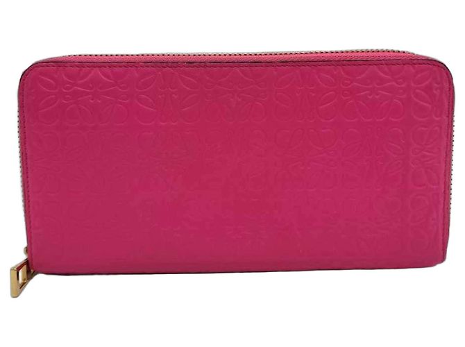 Loewe Repeat Anagram Long Wallet in Pink Leather