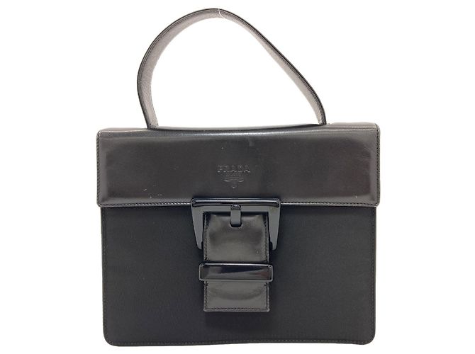 Bolsa de mão com motivo de cinto Prada B7128 Preto