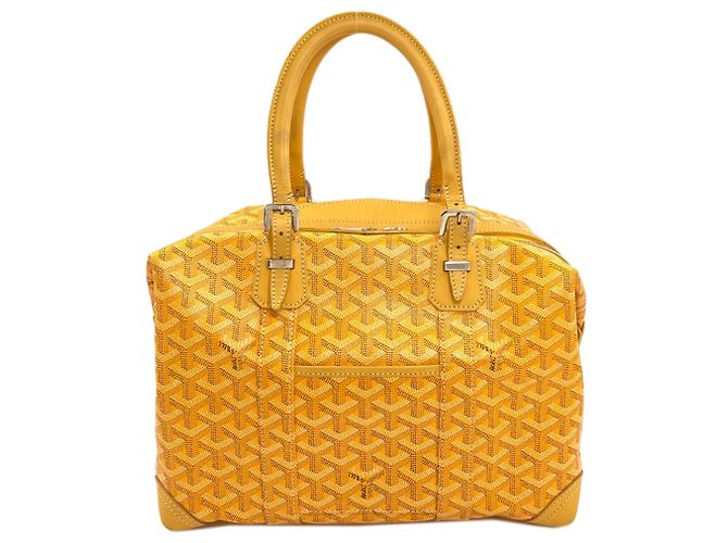 Goyard Boeing 30 Herringbone Pattern Boston Bag Yellow