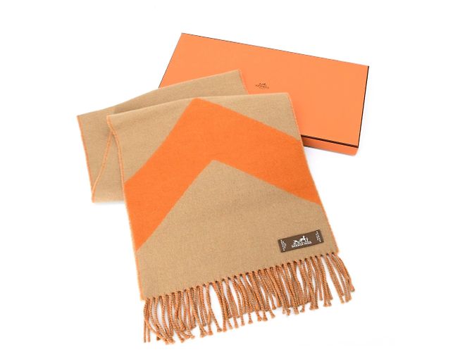Hermès Casaque Chevron Schal Braun Orange
