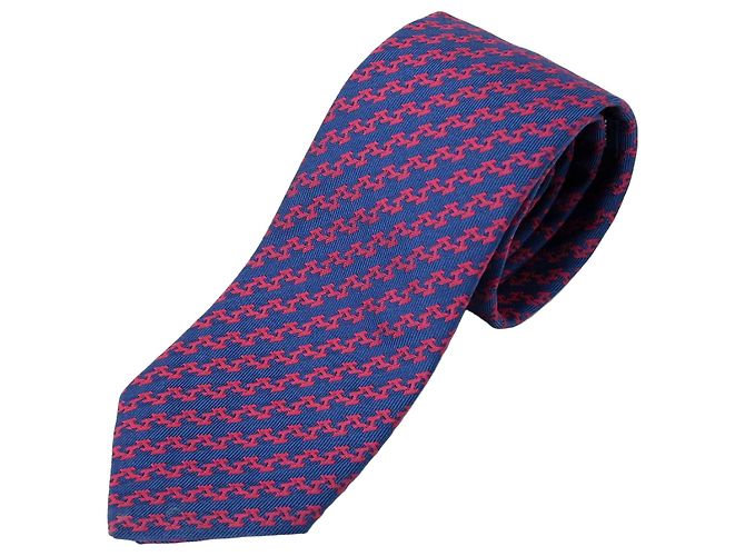 Cravatta in seta Hermès in blu navy e rosso