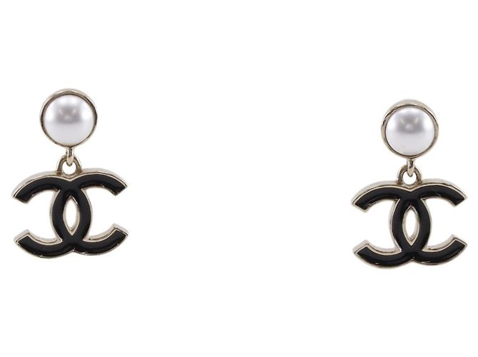Pendientes de Stud Coco Mark de Chanel Negro Dorado 