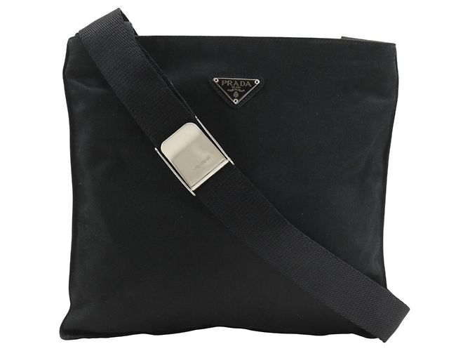 Prada Satin Pochette Shoulder Bag Black