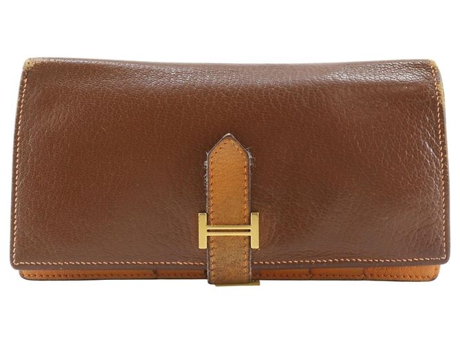 Hermès Hermes Bearn Soufflé Long Wallet Brown